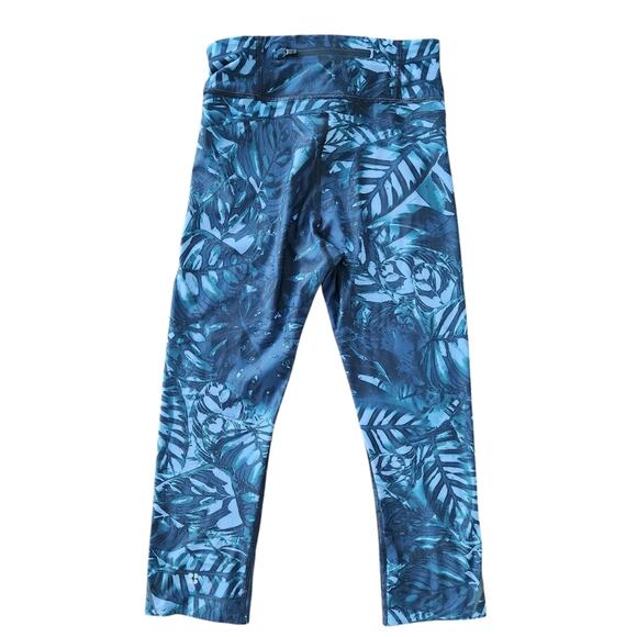 Sweaty Betty Cropped Tropical Print Leggings XS Blue Activewear Athletic Running - Picture 2 of 6